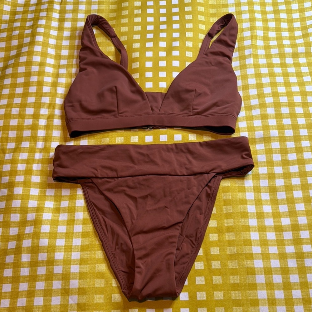 Andie 2 pc NEW brown swimsuit sz S